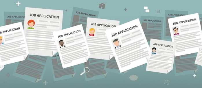 cartoon of several job applications